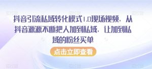 抖音引流私域转化模式1.0现场视频,从抖音源源不断把人加到私域,让加到私域的粉丝买单-比钱轻创