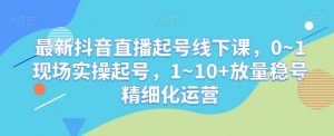 最新抖音直播起号线下课，0~1现场实操起号，1~10+放量稳号精细化运营-比钱轻创