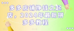 多多店铺挣钱之起店，2024年最新拼多多教程-比钱轻创