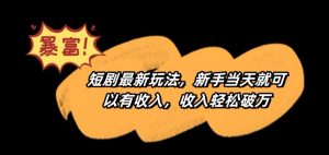 短剧最新玩法，新手当天就可以有收入，收入轻松破万【揭秘】-比钱轻创