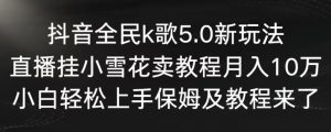 抖音全民k歌5.0新玩法，直播挂小雪花卖教程月入10万，小白轻松上手，保姆及教程来了【揭秘】-比钱轻创