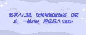 玄学入门级,视频号宝宝起名,0成本,一单268,轻松日入1000+【揭秘】-比钱轻创