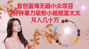 首创蓝海无脑小众项目，2分钟暴力吸粉小姐姐富太太，月入几十万【揭秘】-比钱轻创