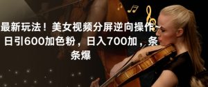 最新玩法！美女视频分屏逆向操作~日引600加色粉，日入700加，条条爆【揭秘】-比钱轻创