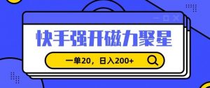 信息差赚钱项目，快手强开磁力聚星，一单20，日入200+【揭秘】-比钱轻创