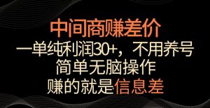 中间商赚差价,一单纯利润30+,简单无脑操作,赚的就是信息差,轻轻松松日入1000+【揭秘】-比钱轻创