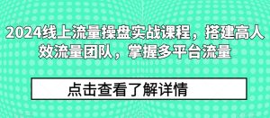 2024线上流量操盘实战课程,搭建高人效流量团队,掌握多平台流量-比钱轻创