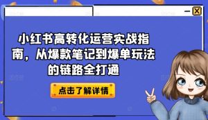 小红书高转化运营实战指南，从爆款笔记到爆单玩法的链路全打通-比钱轻创