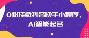 0粉挂载抖音快手小程序，AI智能起名-比钱轻创