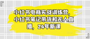 小红书电商实战训练营，小红书笔记带货和无人直播，24年新课-比钱轻创