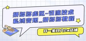 拼多多虚拟-引流技术与私域变现_拼多多教程:开一家月入2w店铺-比钱轻创