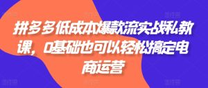 拼多多低成本爆款流实战私教课,0基础也可以轻松搞定电商运营-比钱轻创