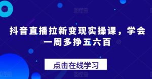 抖音直播拉新变现实操课，学会一周多挣五六百-比钱轻创