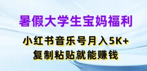 暑假大学生宝妈福利，小红书音乐号月入5000+，复制粘贴就能赚钱【揭秘】-比钱轻创