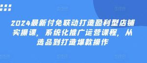 2024最新付免联动打造盈利型店铺实操课,系统化推广运营课程,从选品到打造爆款操作-比钱轻创
