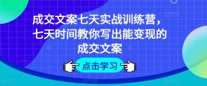 成交文案七天实战训练营,七天时间教你写出能变现的成交文案-比钱轻创