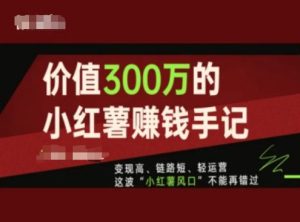 价值300万的小红书赚钱手记，变现高、链路短、轻运营，这波“小红薯风口”不能再错过-比钱轻创