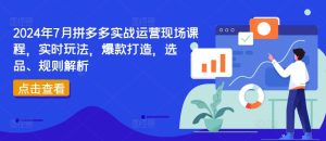 2024年7月拼多多实战运营现场课程，实时玩法，爆款打造，选品、规则解析-比钱轻创