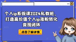 个人ip系统课2024私教班，打造高价值个人ip涨粉转化变现闭环-比钱轻创