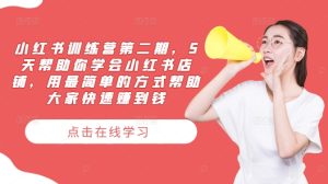 小红书训练营第二期,5天帮助你学会小红书店铺,用最简单的方式帮助大家快速赚到钱-比钱轻创