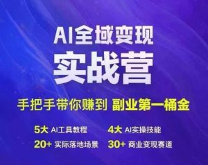 Ai全域变现实战营，手把手带你赚到副业第1桶金-比钱轻创