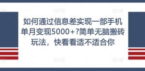 如何通过信息差实现一部手机单月变现5000+?简单无脑搬砖玩法，快看看适不适合你【揭秘】-比钱轻创