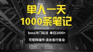 单人一天1000条笔记，日入2000+，BOSS直聘的正确玩法【揭秘】-比钱轻创