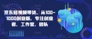 京东短视频带货，从100-1000创业版，专注创业者，工作室，团队-比钱轻创