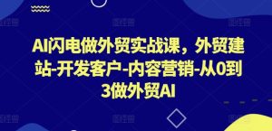 AI闪电做外贸实战课，​外贸建站-开发客户-内容营销-从0到3做外贸AI（更新）-比钱轻创