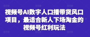 视频号AI数字人口播带货风口项目，最适合新人下场淘金的视频号红利玩法-比钱轻创