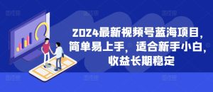 2024最新视频号蓝海项目，简单易上手，适合新手小白，收益长期稳定-比钱轻创