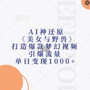AI神还原《美女与野兽》，打造爆款梦幻视频，引爆流量，单日变现1k-比钱轻创