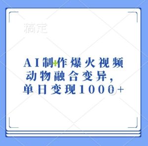 AI制作爆火视频，动物融合变异，单日变现1k-比钱轻创