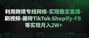 利用跨境专线网络-实现稳定直播-刷视频-搬砖TikTok-Shopify-FB等实现月入2W+【揭秘】-比钱轻创