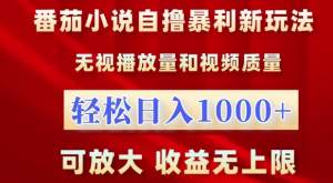 番茄小说自撸暴利新玩法，无视播放量，轻松日入1k，可放大，收益无上限【揭秘】-比钱轻创