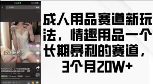 成人用品赛道新玩法，情趣用品一个长期暴利的赛道，3个月收益20个【揭秘】-比钱轻创