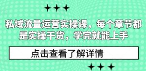 私域流量运营实操课,每个章节都是实操干货,学完就能上手-比钱轻创
