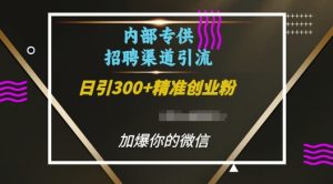 内部招聘渠道日引流300+创业粉，加爆你的微信【揭秘】-比钱轻创