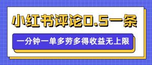 小红书留言评论,0.5元1条,一分钟一单,多劳多得,收益无上限-比钱轻创