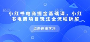 小红书电商掘金课,小红书电商项目玩法全流程拆解-比钱轻创