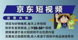 京东短视频带货课，无需自己拍摄剪辑，保姆式教学，两天快速上手-比钱轻创