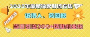 2025年最新独家引流方法，低投入高回报？当日引流300+精准创业粉-比钱轻创