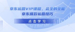 京东运营VIP课程，最全的全能京东爆款运营技巧-比钱轻创