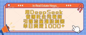 用DeepSeek做哪吒走秀视频,引爆流量涨粉利器,单日变现1k-比钱轻创