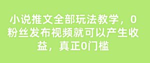 小说推文全部玩法教学,0粉丝发布视频就可以产生收益,真正0门槛-比钱轻创