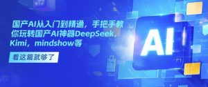 国产AI从入门到精通，手把手教你玩转国产AI神器DeepSeek，Kimi，mindshow等-比钱轻创
