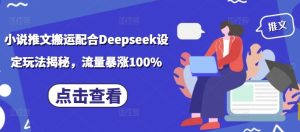 小说推文搬运配合Deepseek设定玩法揭秘,流量暴涨100%-比钱轻创