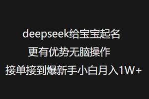 deepseek给宝宝起名更有优势无脑操作接单接到爆新手小白月入1W+-比钱轻创