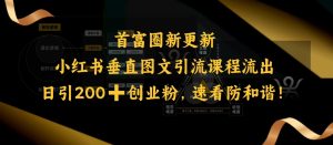 小红书垂直图文引流课程流出，日引200+创业粉，速看防和谐-比钱轻创