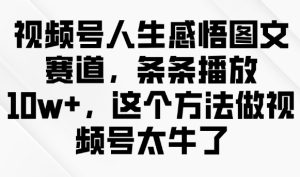 视频号人生感悟图文赛道，条条播放10w+，这个方法做视频号太牛了-比钱轻创
